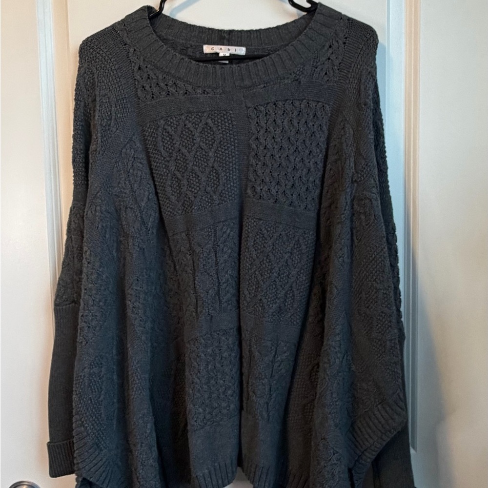 CAbi Gray Oversized Sweater / Poncho – 100% Cotton
